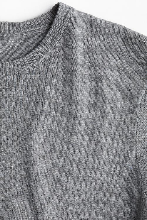 Fine-knit T-shirt - grey marl