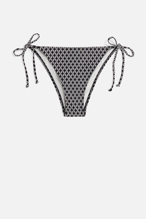 Tie tanga bikini bottoms - black,multi