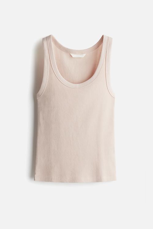 Ribbed vest top - light dusty pink 