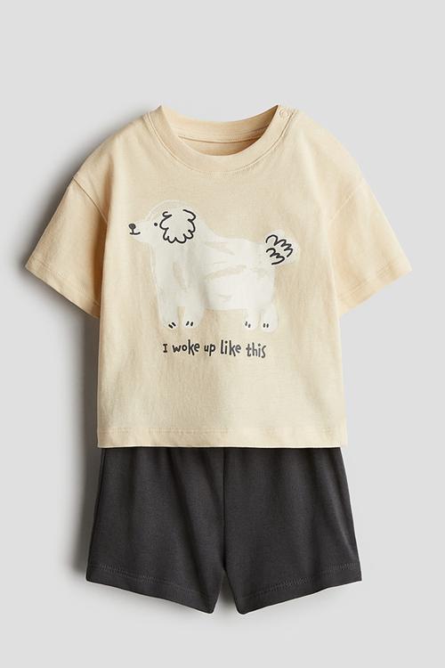 2-Piece top and shorts set - light beige dog