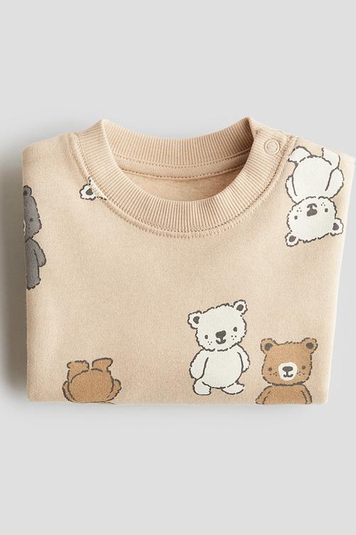 Printed sweatshirt - beige teddy bears