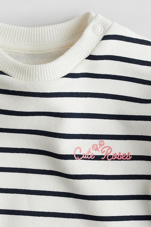 Denim-skirt sweatshirt dress - white striped