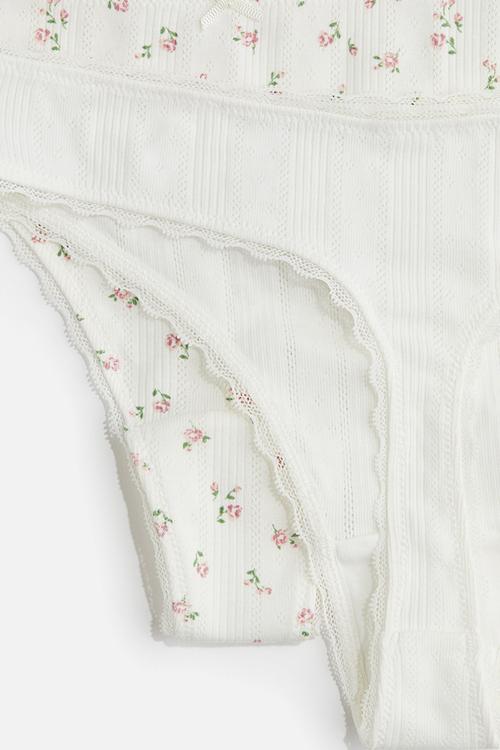 2-Pack pointelle thong briefs - white/floral