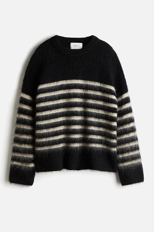 Oversized mohair-blend jumper - black striped