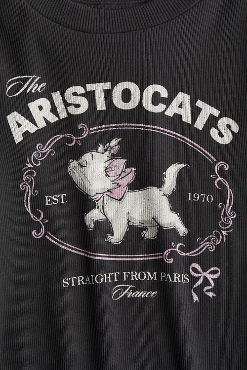 Print-motif jersey top - dark grey aristocats