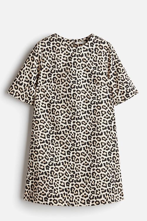 A-line dress - light beige leopard print