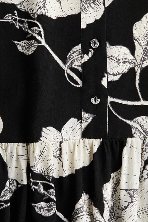 Patterned viscose dress - black/white floral