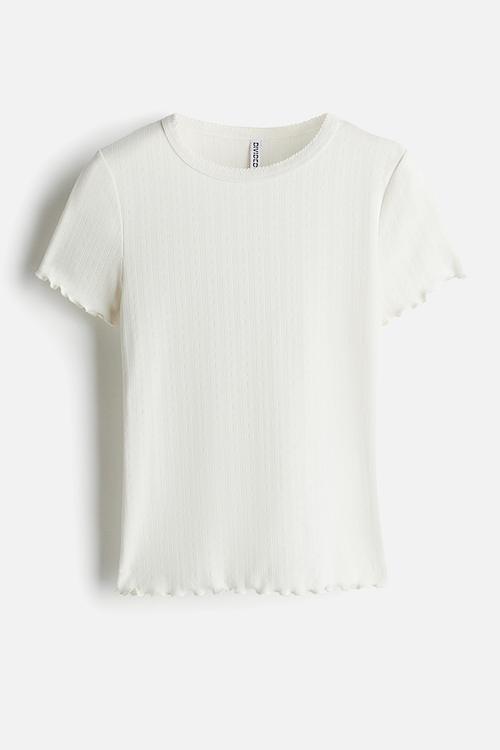 Overlock-detail T-shirt - cream
