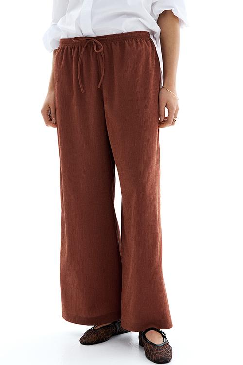 Textured jersey drawstring trousers - brown