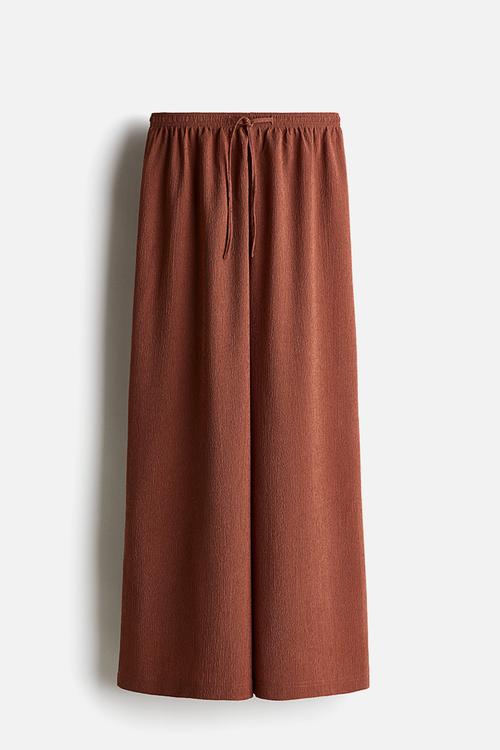 Textured jersey drawstring trousers - brown