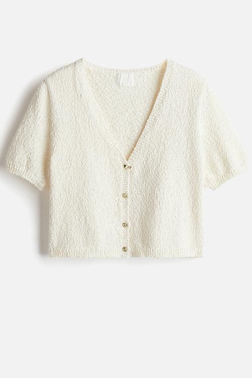 Slub-knit cardigan - cream