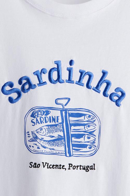 Oversized T-shirt - white/sardinha