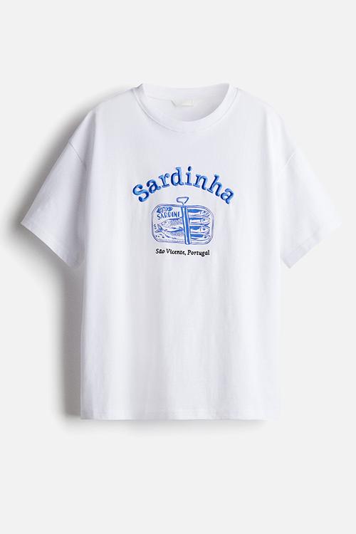 Oversized T-shirt - white/sardinha