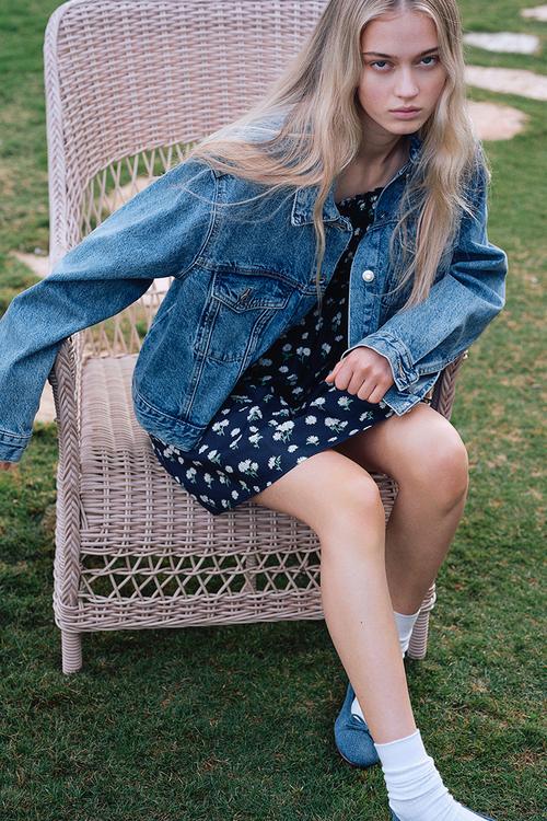 Smocked poplin dress - navy blue/daisies