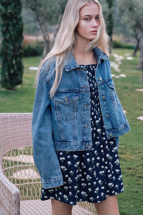 Smocked poplin dress - navy blue/daisies
