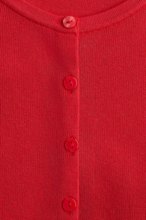 Short-sleeved fine-knit cardigan - red