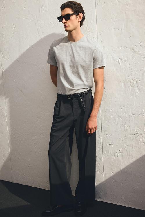 Slim fit pima cotton t-shirt - grey marl