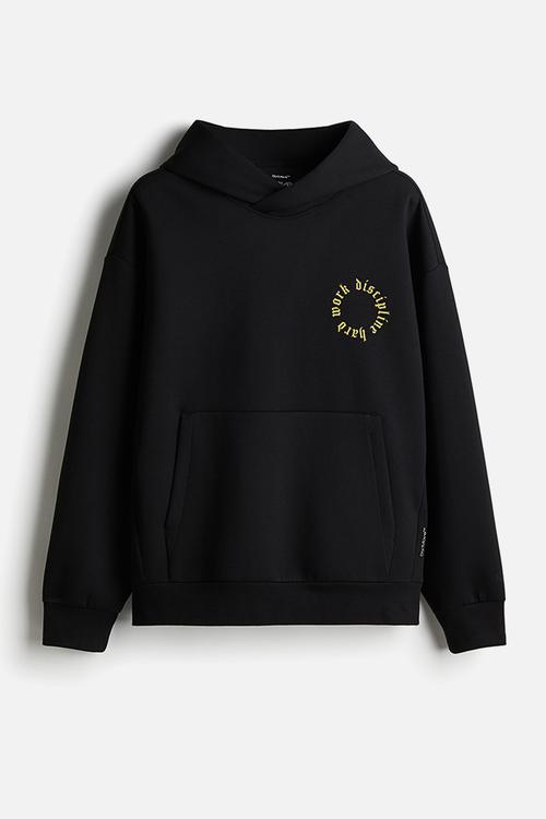 Loose fit sports hoodie with drymove™ - black dopamine