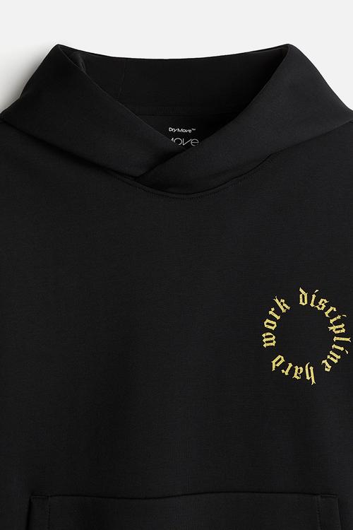 Loose fit sports hoodie with drymove™ - black dopamine