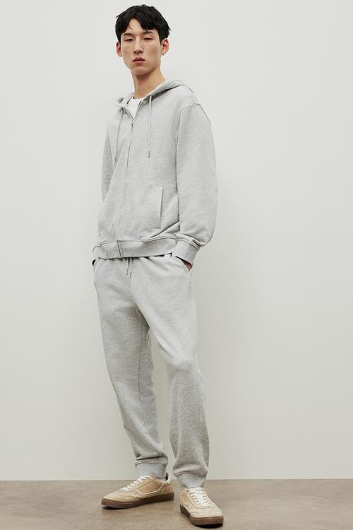 Regular fit sweatpants - light  grey marl