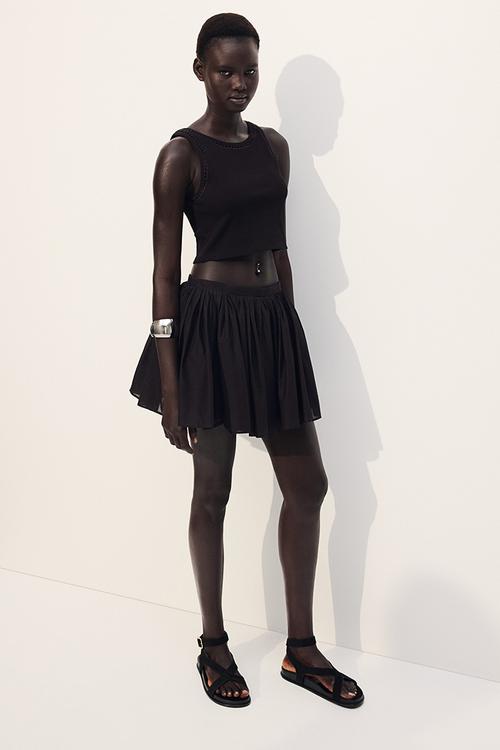Cropped vest top - black