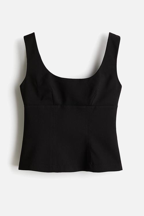 Tapered-waist vest top - black