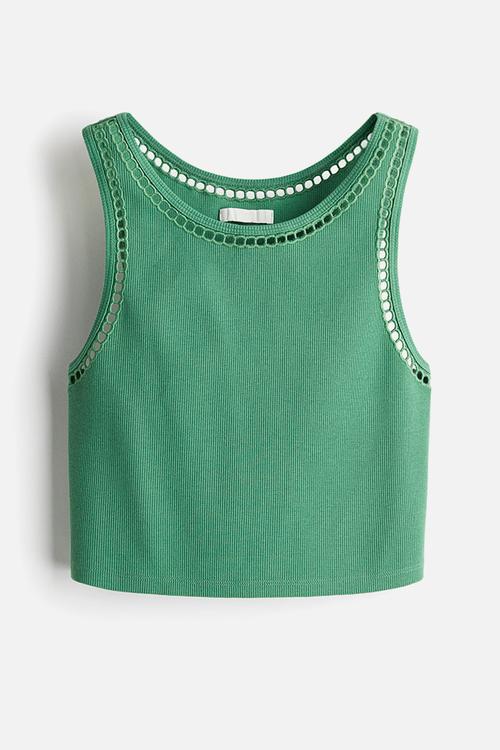 Cropped vest top - green
