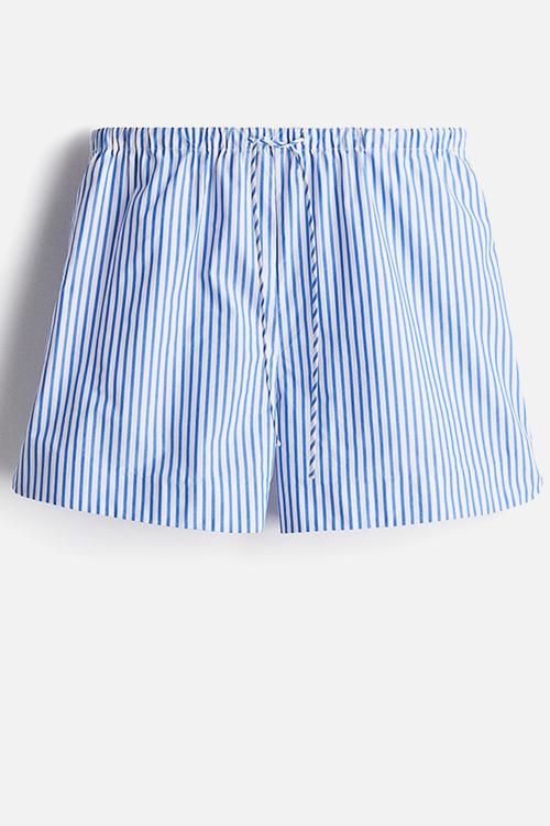 Cotton drawstring shorts - blue striped