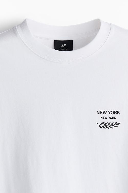 Loose fit printed t-shirt - white new york