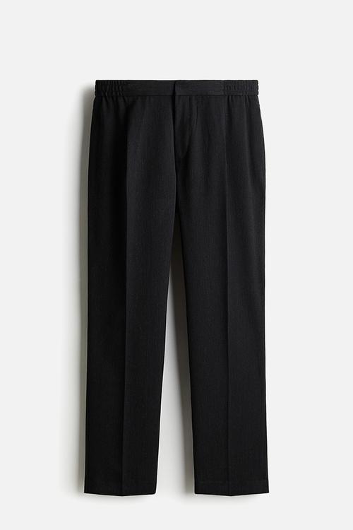 Regular fit crease-leg trousers - black
