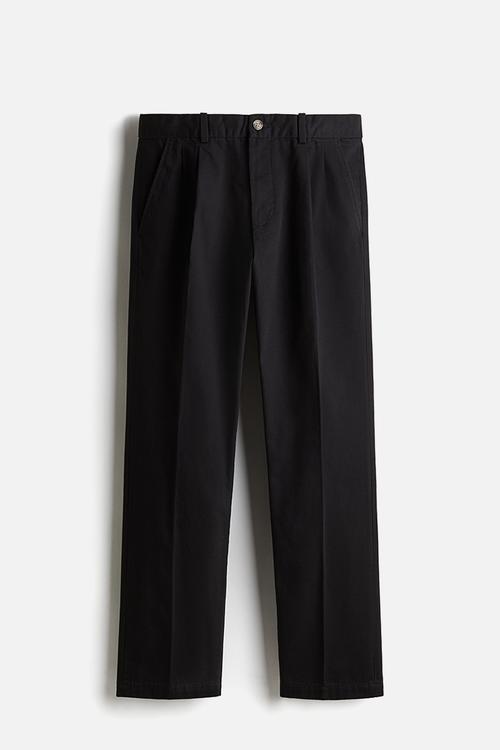Regular fit crease-leg chinos - black