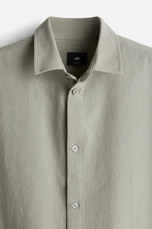 Regular fit textured shirt - sage green