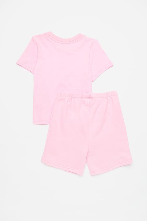 Slogan print tee with shorts - pink/baby club