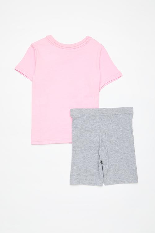 Tee & Cycling  short set - pink & grey