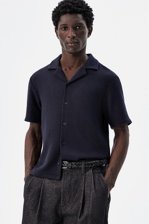 Regular fit resort shirt - navy blue