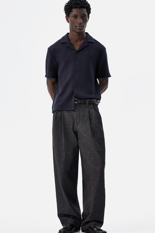 Regular fit resort shirt - navy blue
