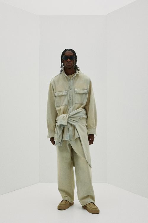 Oversized fit denim shirt - cream