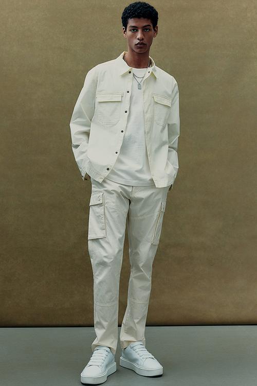 Regular fit utility overshirt - cream