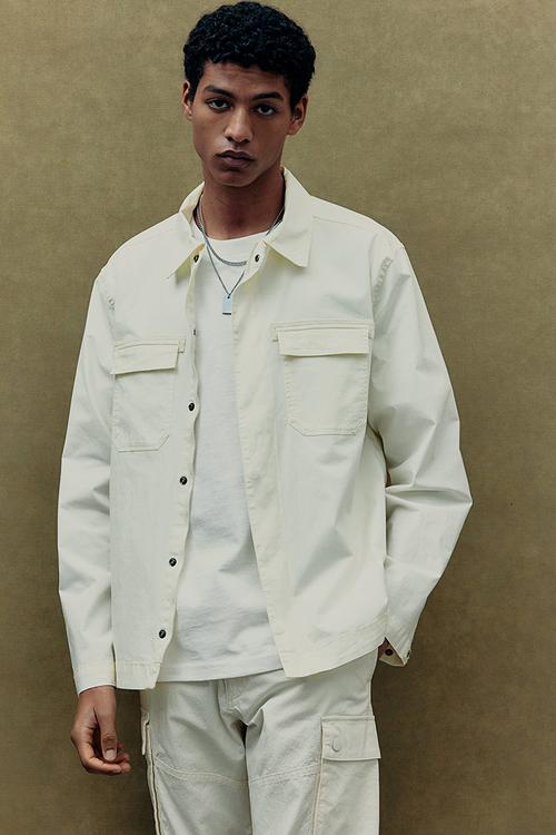 Regular fit utility overshirt - cream