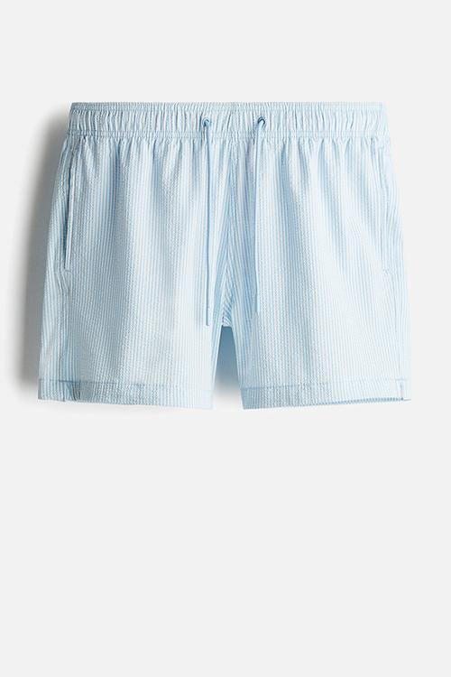 Seersucker swim shorts - light blue striped