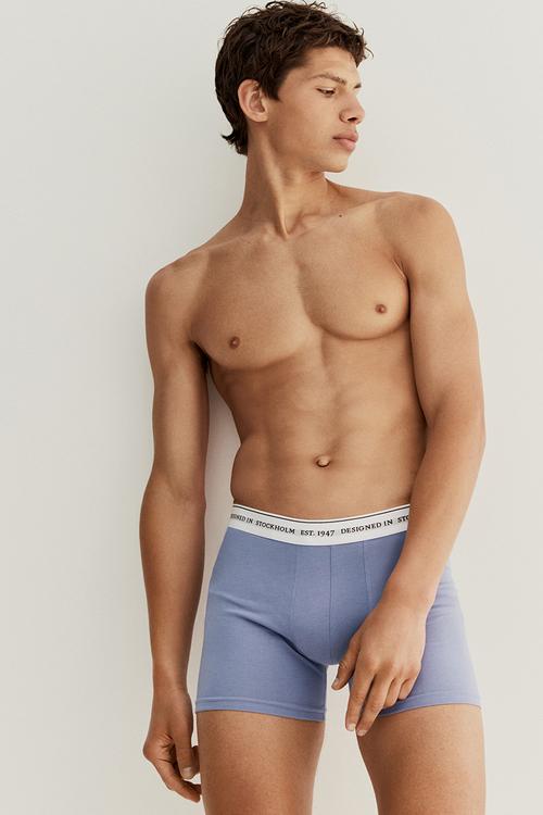 3 pack coolmax® mid trunks - light blue & white