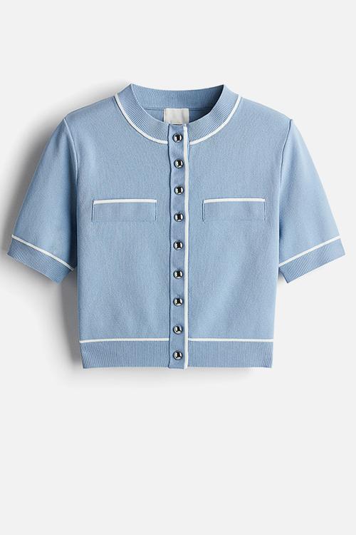Dense-knit cardigan - light blue