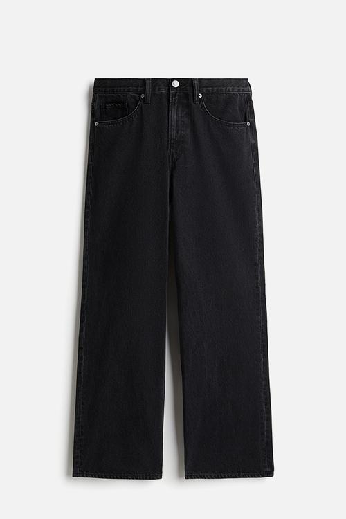 Loose straight high jeans - black