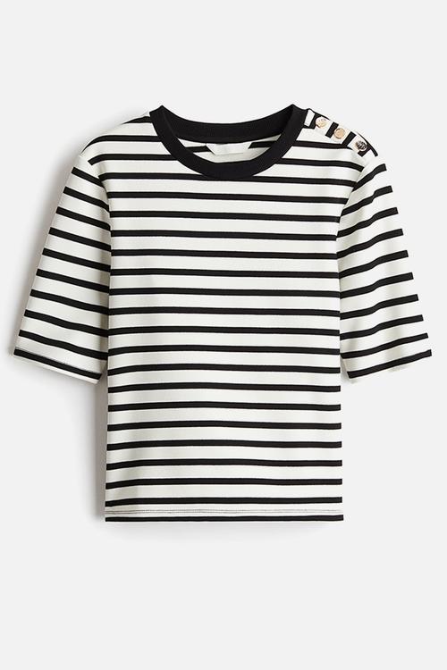 Fitted t-shirt - white & black striped 