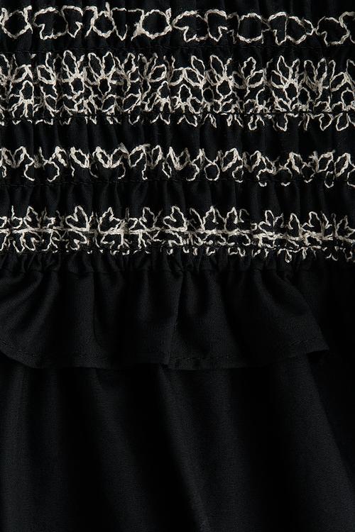 Flutter-sleeved poplin dress - black