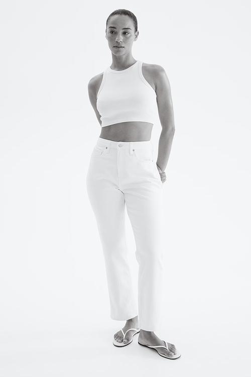 Curvy fit slim straight high ankle jeans - white