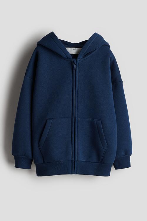Oversized zip-through hoodie - navy blue