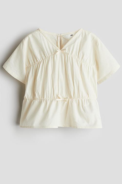 Peplum cotton blouse - cream