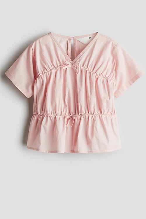 Peplum cotton blouse - light pink