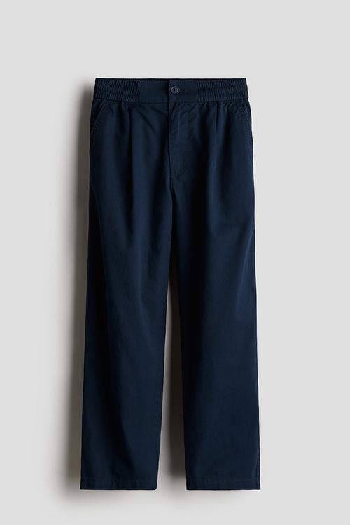 Loose-fit cotton chinos - navy blue
